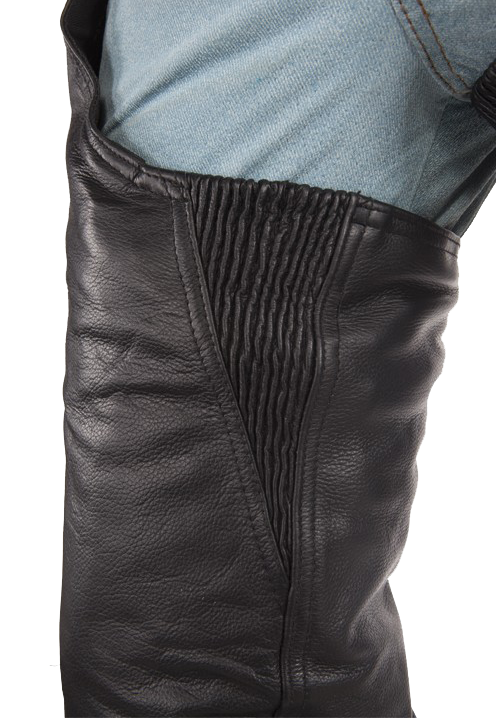 Biker Leather Chaps - Thigh Stretch - Men or Women - C332-01-DL - Image 3