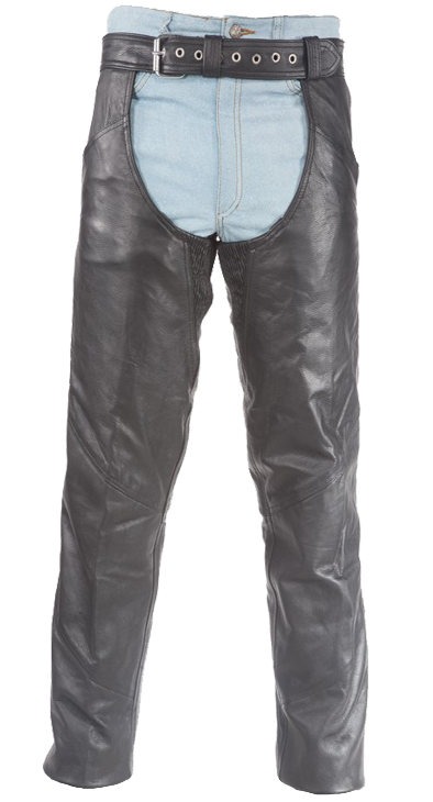 Biker Leather Chaps - Thigh Stretch - Men or Women - C332-01-DL
