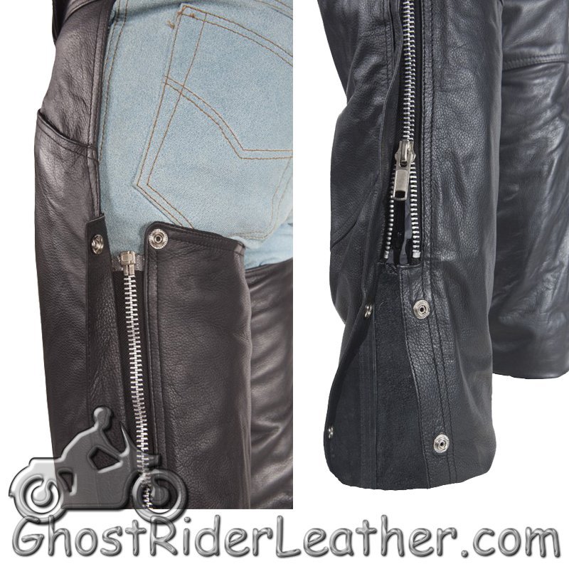 Leather Chaps - Premium - Thigh Stretch - Men or Women - C332-DL - Image 3