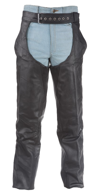 Leather Chaps - Men or Women - Stretchy Thigh - Premium - C336-01-DL