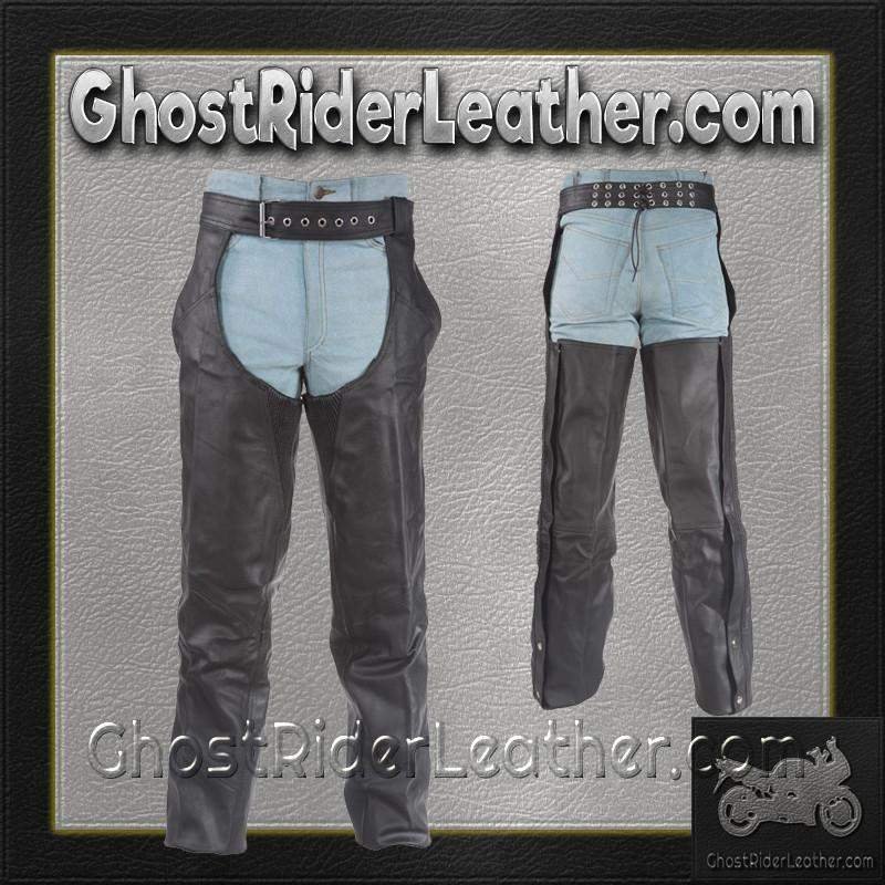 Leather Chaps - Men or Women - Stretchy Thigh - Premium - C336-01-DL - Image 5