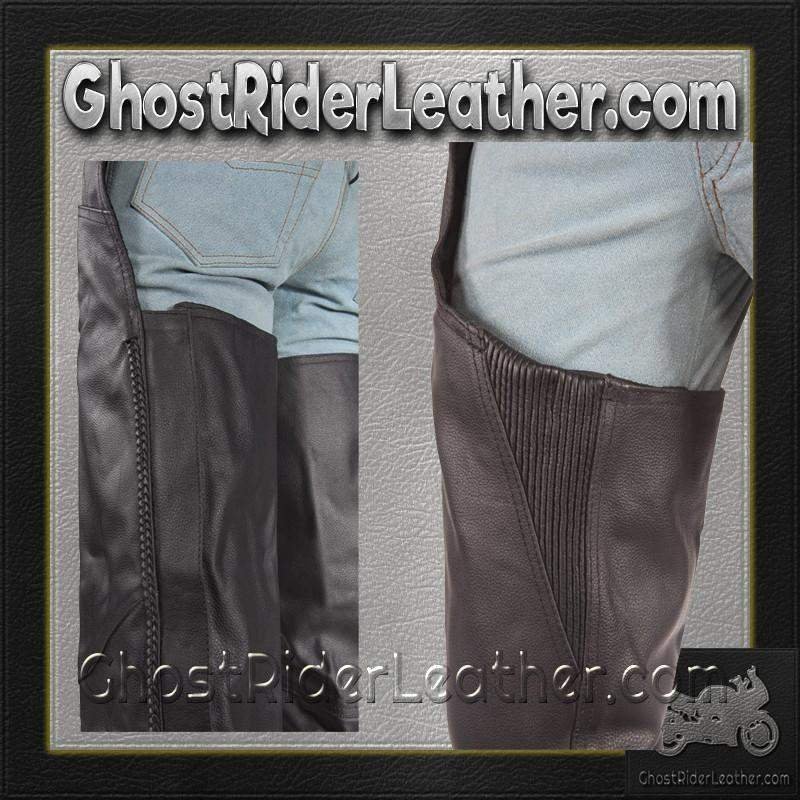 Leather Chaps - Men or Women - Stretchy Thigh - Premium - C336-01-DL - Image 6