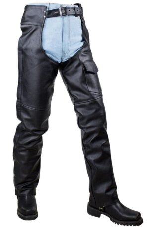 Leather Chaps - Men or Women - Plain - Motorcycle - C4325-04-DL