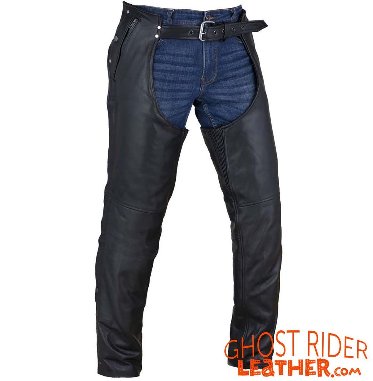 Leather Chaps - Men's or Women's - Stretch Thigh - Up To Size 12XL - Premium Leather - C4334-88-DL - Image 3