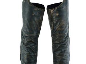 Leather Motorcycle Chaps - Men's - Up To 8XL - Distressed Brown - C4334-12N-DL