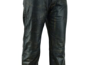Leather Pants - Men's - Distressed Brown - Five Pockets - Motorcycle - C500-12-NK-DL