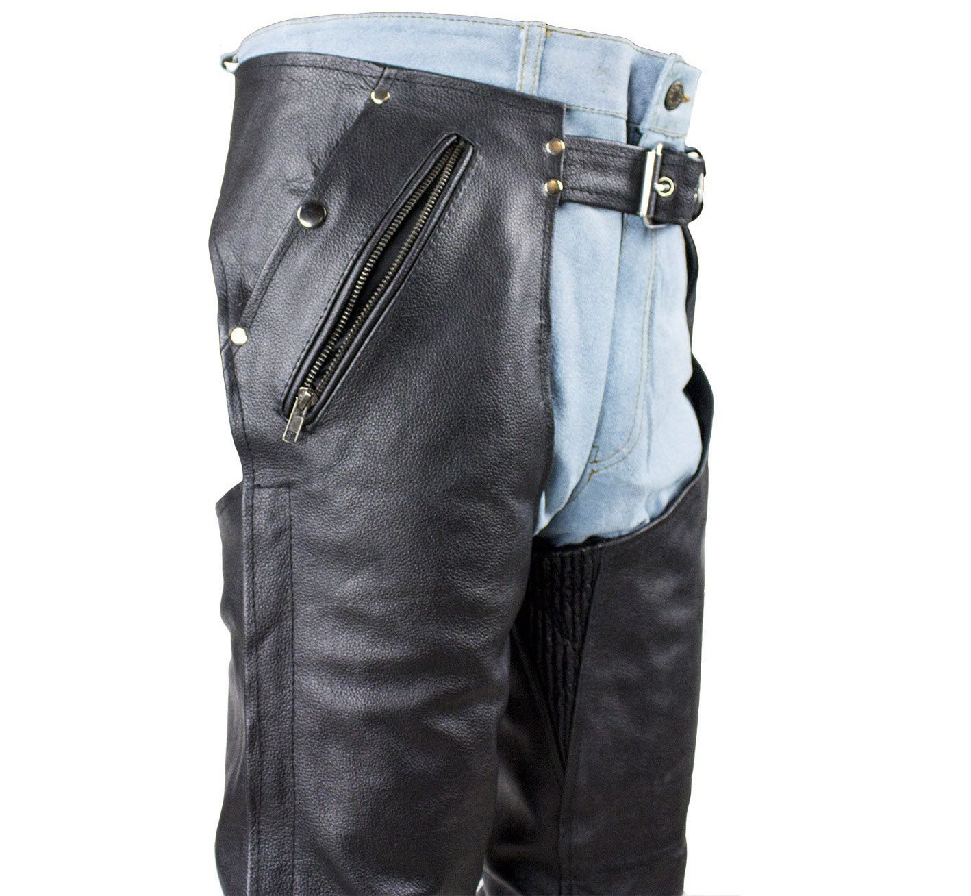 Leather Chaps - Unisex - Men's - Women's - Zipper Pocket - C5334-17L-DL - Image 2