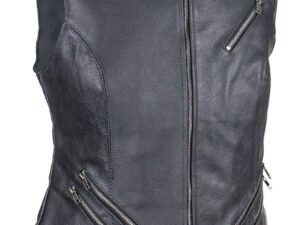 Leather Vest - Women's - Concealed Gun Pockets - Zippers - CL-LV8508-SS-DL