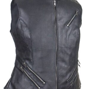 Leather Vest - Women's - Concealed Gun Pockets - Zippers - CL-LV8508-SS-DL