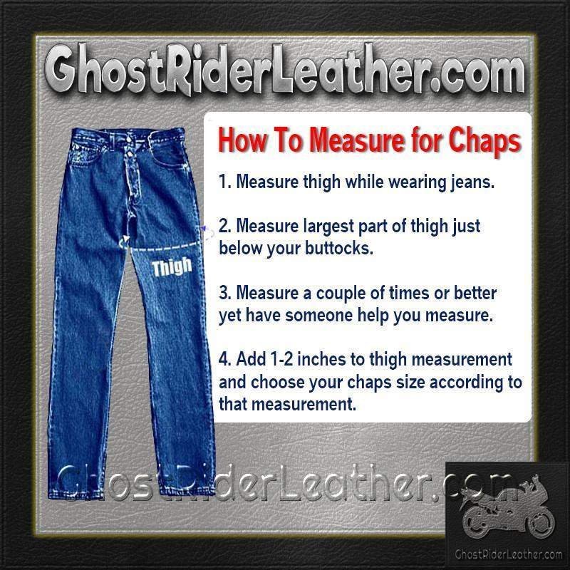 Leather Chaps - Premium - Thigh Stretch - Men or Women - C332-DL - Image 6
