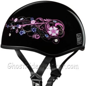 DOT Motorcycle Helmet - Flowers - Shorty Eagle - D6-FLO-DH