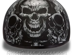 DOT Motorcycle Helmet - Skull - Smoking Guns - Shorty - D6-G-DH