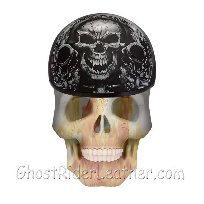 DOT Motorcycle Helmet - Skull - Smoking Guns - Shorty - D6-G-DH - Image 8