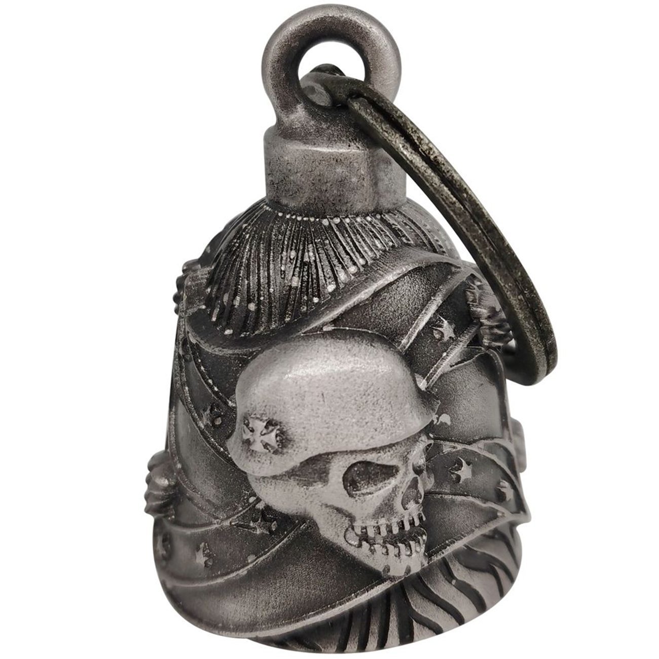 Motorcycle Ride Bell - 3D - Skull With Rebel Flag - Spirit Bell - Gremlin - DBL13-S-DL