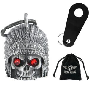 Motorcycle Ride Bell - 3D - Native Indian - Skull - Spirit Bell - Gremlin - DBL40-L-DL