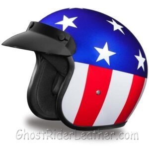 DOT Motorcycle Helmet - Captain America - Open Face - Daytona - DC6-CA-DH