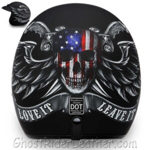 DOT Motorcycle Helmet - Skull - Love It Or Leave It - Open Face - 3/4 - DC6-L-DH