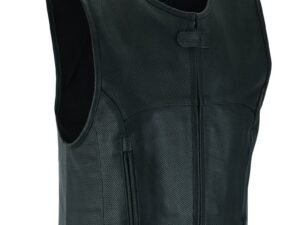 Leather Motorcycle Vest - Men's - Perforated SWAT Team - Up To 8XL - Zone - RC004-RC