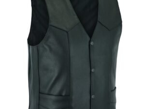 Leather Motorcycle Vest - Men's - Plain Sides - Up To Size 66 - Quiet Ride - RC104-RC