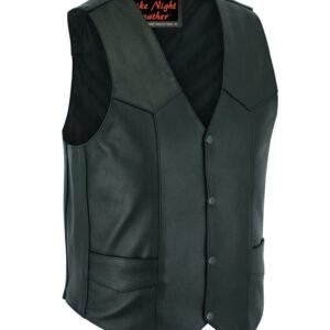 Leather Motorcycle Vest - Men's - Plain Sides - Up To Size 66 - DS104-DS
