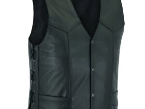 Leather Motorcycle Vest - Men's - Side Laces - Up To 66 - Highway Lace - RC106-RC