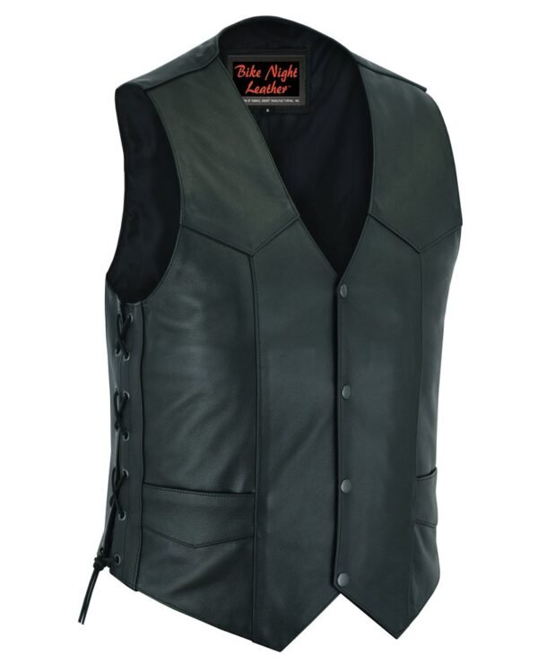 Leather Motorcycle Vest - Men's - Side Laces - Up To 66 - Highway Lace - RC106-RC