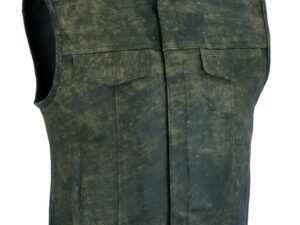 Leather Motorcycle Vest - Men's - Up To Size 8XL - Antique Brown - Big and Tall - Burnt - RC108-RC
