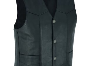 Leather Motorcycle Vest - Men's - Buffalo Nickel Snaps - Gun - Up To 9XL - Back Line - RC115-RC
