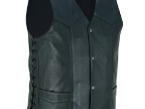 Leather Motorcycle Vest - Men's - Gun Pockets - Up To 8XL -  Guild Gold - RC122-RC