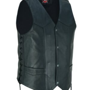 Leather Motorcycle Vest - Men's - Gun Pockets - Up To 8XL - DS122-DS