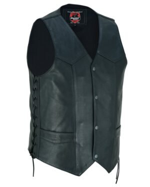 Leather Motorcycle Vest - Men's - Gun Pockets - Up To 8XL - Guild Gold - RC122-RC