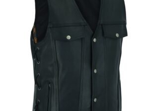 Leather Motorcycle Vest - Men's - Gun Pockets - Up To 10XL - Rocker - RC124-RC