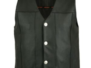 Leather Motorcycle Vest - Men's - Gun Pockets - Buffalo Nickel Snaps - Up To 8XL - SolidRider - RC141-RC
