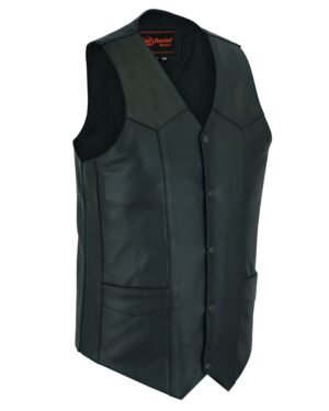 Leather Motorcycle Vest - Men's Tall - Up To Size 6XL - Big and Tall - RC162-TALL-RC