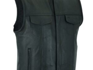 Leather Motorcycle Vest - Men's - Gun Pockets - Up To 12XL - Big and Tall - Titan Shade Eclipse - RC177-RC