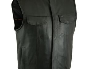 Leather Motorcycle Vest - Men's - Hidden Zipper - Up To 12XL - Big and Tall - DS181A-DS