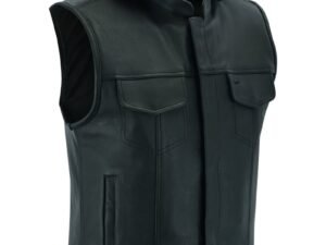 Leather Motorcycle Vest - Men's - Gun Pockets - Hoodie - Up To 12XL - Big and Tall - Versa - RC182-RC