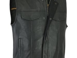 Leather Motorcycle Vest - Men's - Perforated - Club - Up To 8XL - Cool Edge - RC183-RC