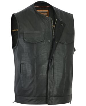 Leather Motorcycle Vest - Men's - Perforated - Club - Up To 8XL - Cool Edge - RC183-RC