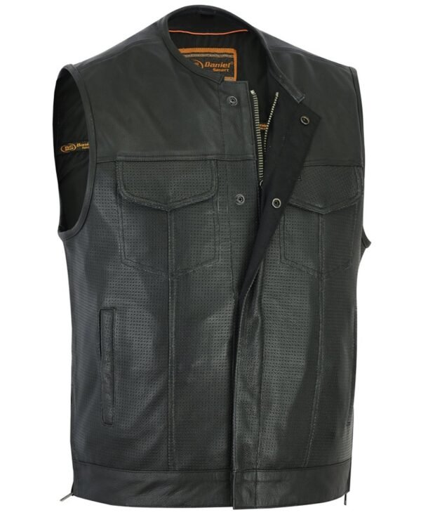 Leather Motorcycle Vest - Men's - Perforated - Club - Up To 8XL - Cool Edge - RC183-RC
