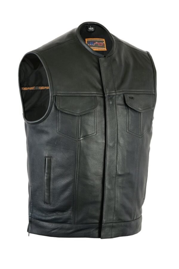 Leather Motorcycle Vest - Men's - Gun Pockets - Up To 12XL - Big and Tall - UpStyle - RC187-RC