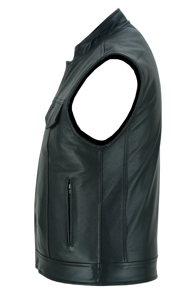 Leather Motorcycle Vest - Men's - Men's Leather Motorcycle Vest - USA Flag - Skull Lining - Up To 8XL - Black Rune Private - RC193-RC - Image 12