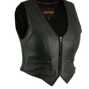 Leather Vest - Women's - Stylish Lightweight - Zipper - Motorcycle - DS238-DS
