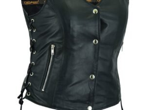 Leather Vest - Women's - Full Cut - Side Laces - Concealed Carry - DS294-DS