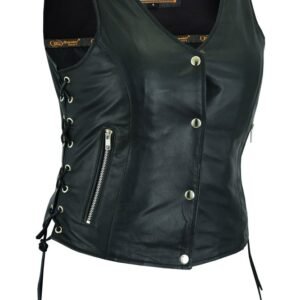 Leather Vest - Women's - Full Cut - Side Laces - Concealed Carry - DS294-DS