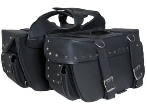 Saddlebags - PVC - Studs - Zip Off Bags - Slanted - Motorcycle Luggage - DS321S-DS