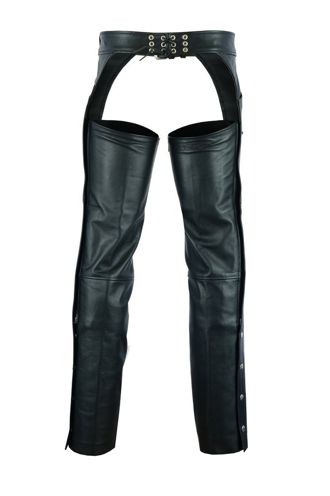 Leather Chaps - Men's - Motorcycle - Unisex - 2 Jean Style Pockets - Up To 5XL - DS-402-DS - Image 2