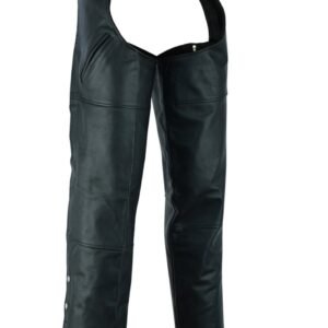 Leather Chaps - Men's - Motorcycle - Unisex - Dual Deep Pocket - Up To 8XL - DS-410-DS