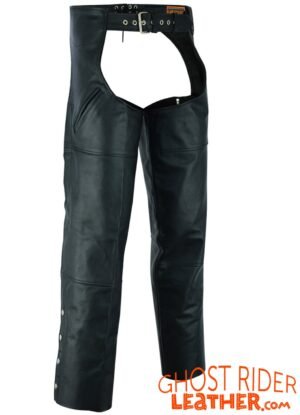 Leather Chaps - Men's - Motorcycle - Unisex - Dual Deep Pocket - Up To 8XL - DS-410-DS