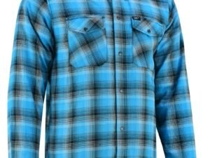 Flannel Motorcycle Shirt - Men's - Up To Size 5XL - Blue and Shaded Black Plaid - DS4683-DS